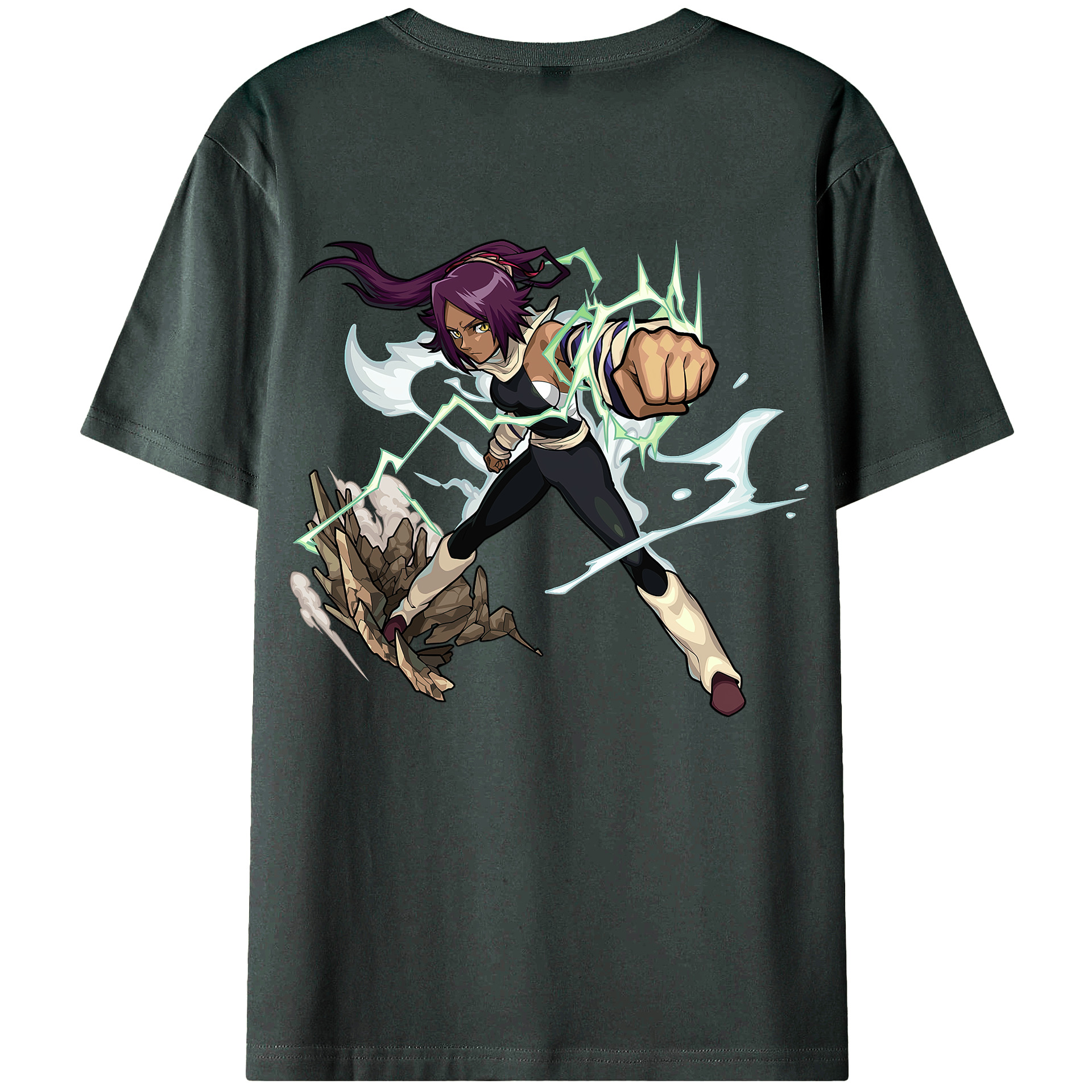 （画像用） ブリーチ 四楓院 夜一（しほういん よるいち） BLEACH Shihouin Yoruichi 綿100％ メンズ半袖Tシャツ（バックプリント） 通気性